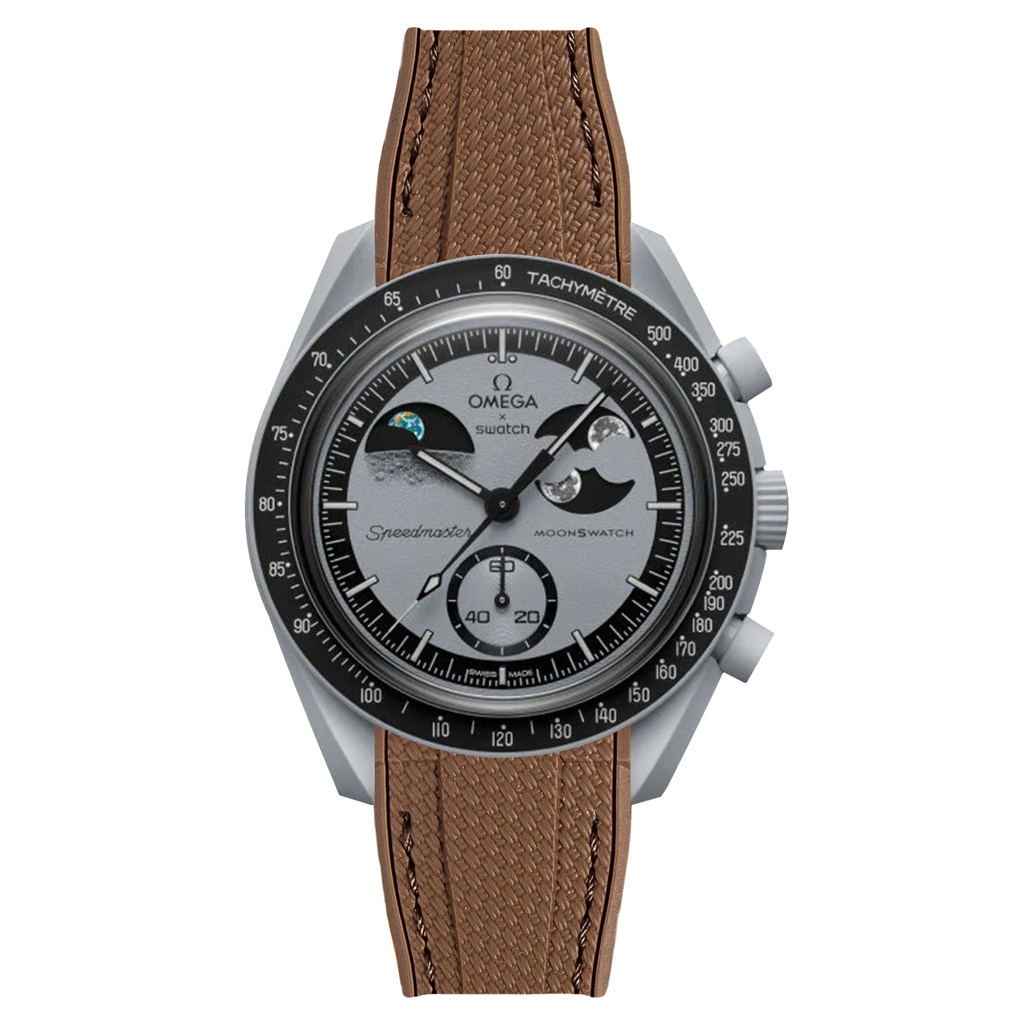 Textured Curved End Rubber Strap for Omega x Swatch Moonswatch
