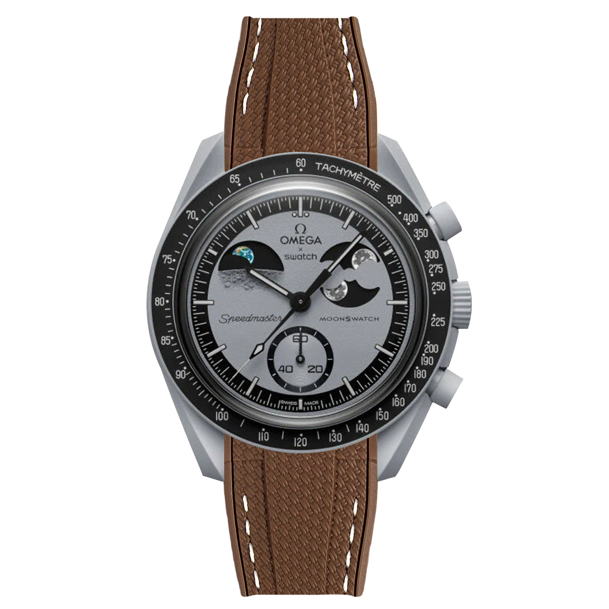 Textured Curved End Rubber Strap for Omega x Swatch Moonswatch 