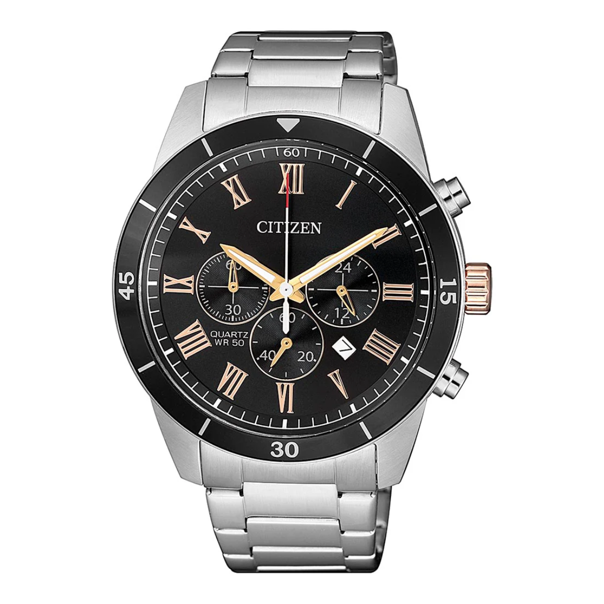 Citizen AN8168-51H Quartz Chronograph: Sporty Black Dial Steel