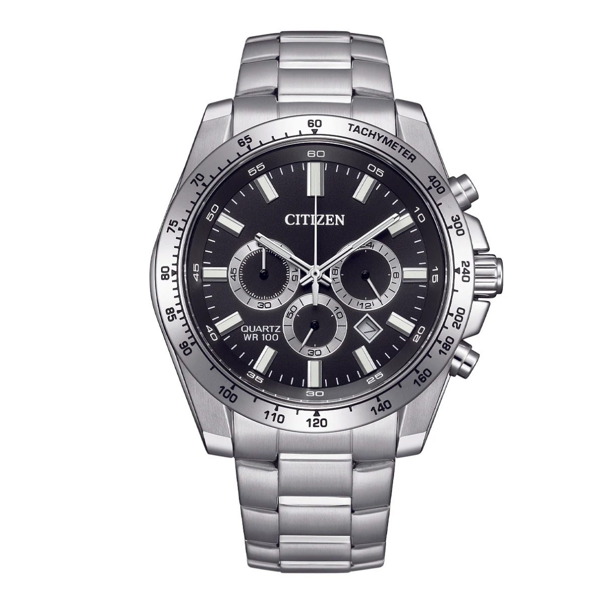 Citizen AN8230-59E Quartz Chronograph: Sporty Black Dial Steel