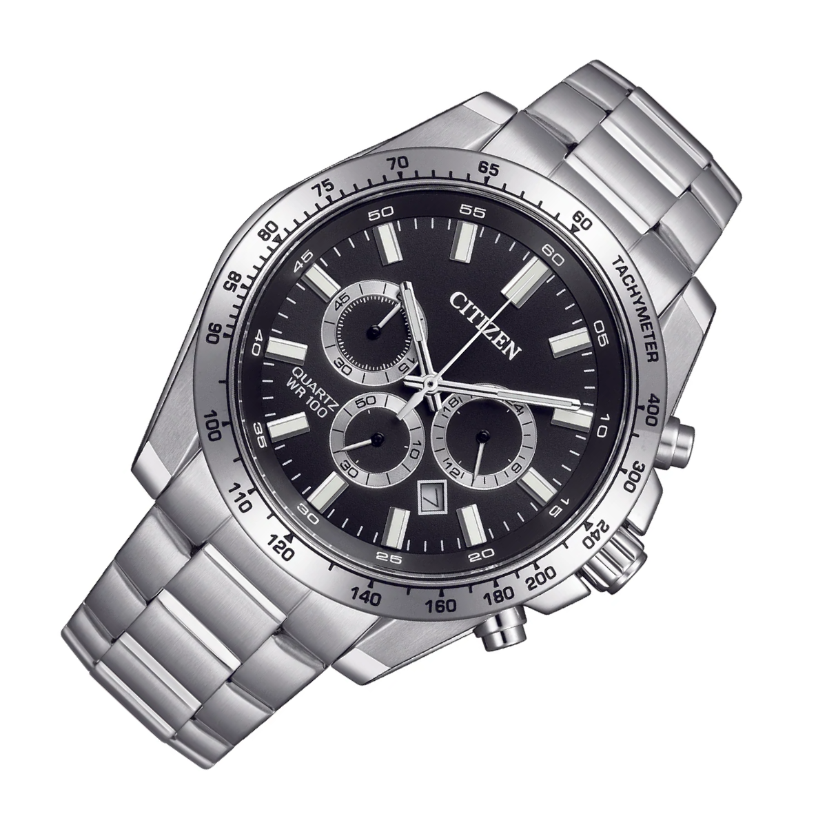 Citizen AN8230-59E Quartz Chronograph: Sporty Black Dial Steel