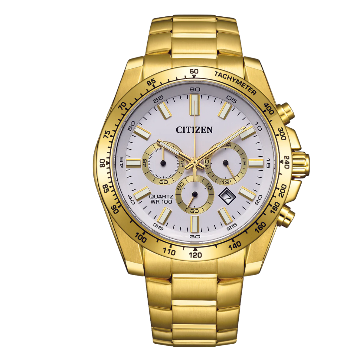 Citizen AN8232-53A Quartz Chronograph: Sporty White Dial Steel
