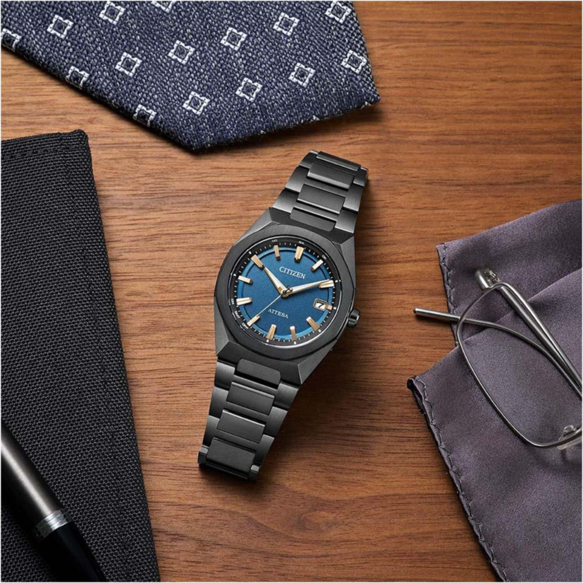 Citizen Attesa Black Titanium Deep Blue Dial Watch CB3045-61L