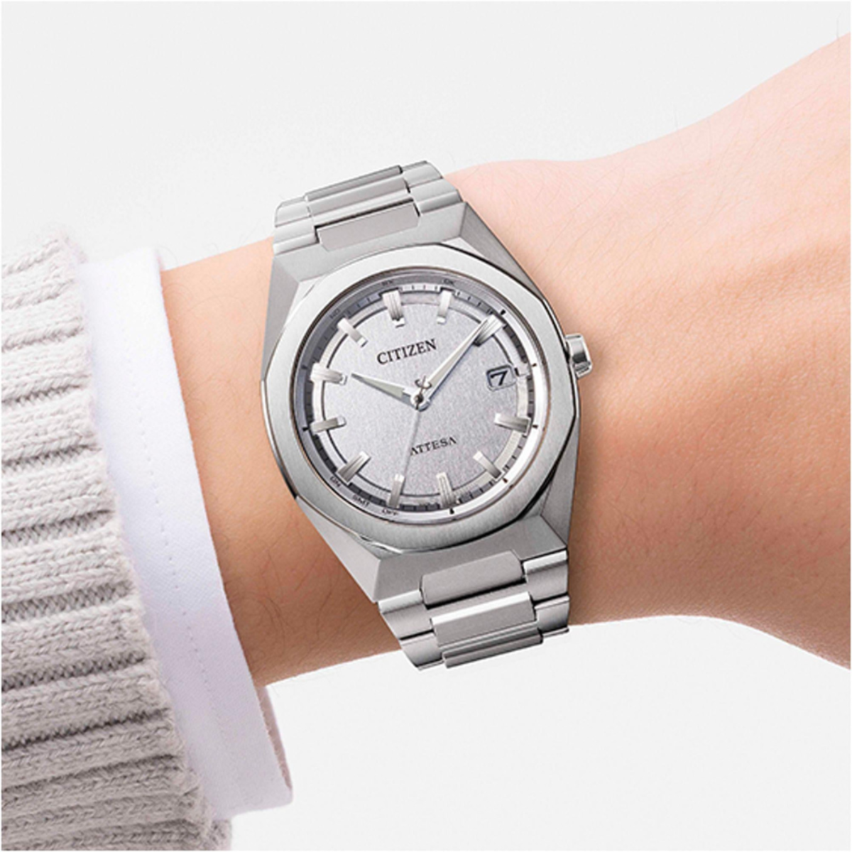 Citizen Attesa Silver Dial Super Titanium Watch CB3040-56H