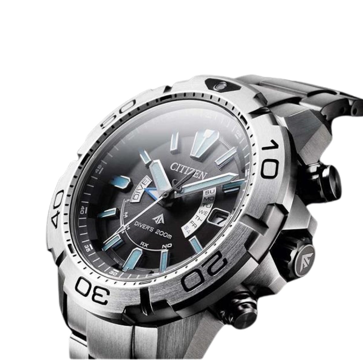 Citizen Promaster AS7141-60E AS7141 AS7141-60 Marine Eco-Drive Black Dial Titanium Watch