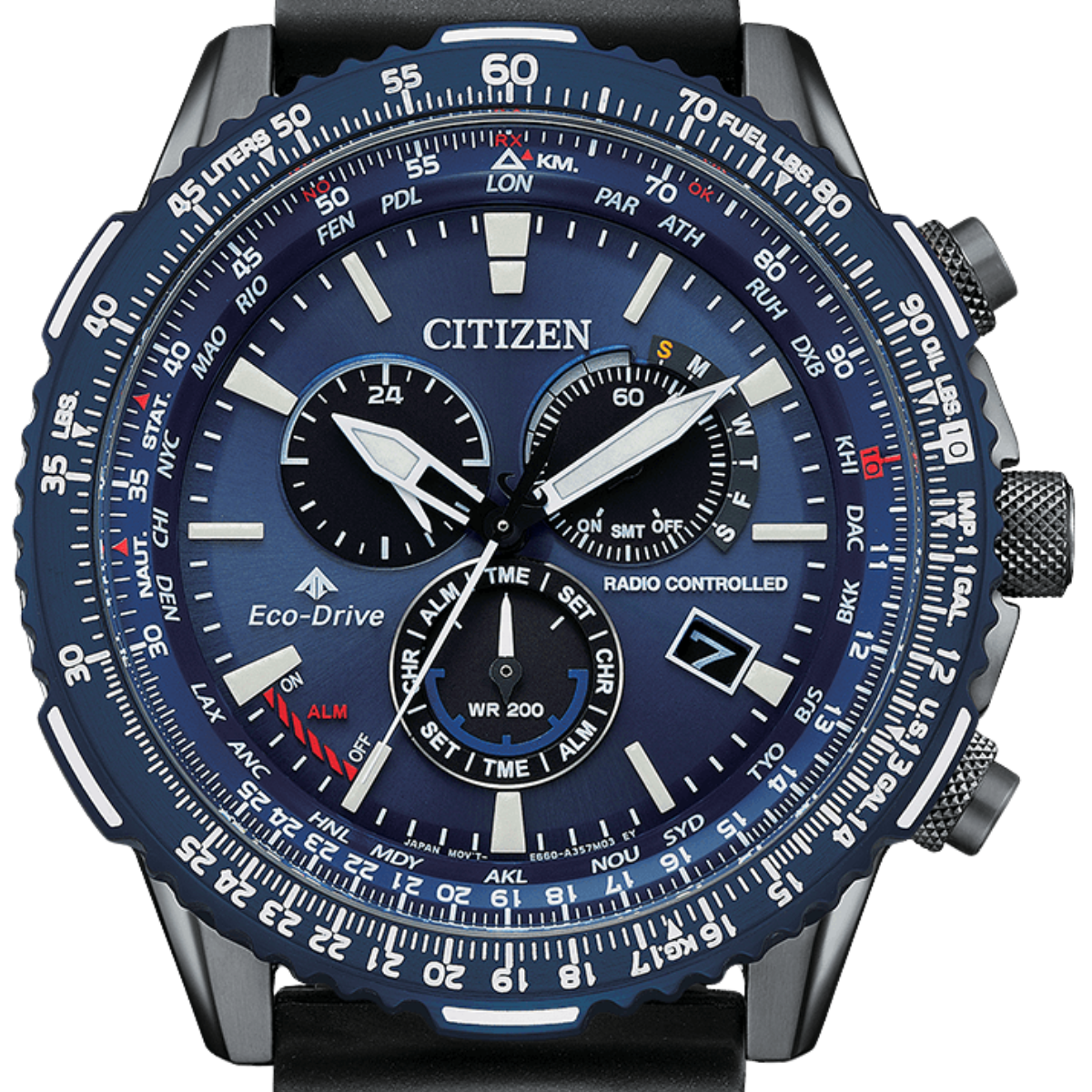 Citizen Promaster CB5006-02L CB5006 SKY Chronograph Blue Dial Eco-Drive Rubber Watch