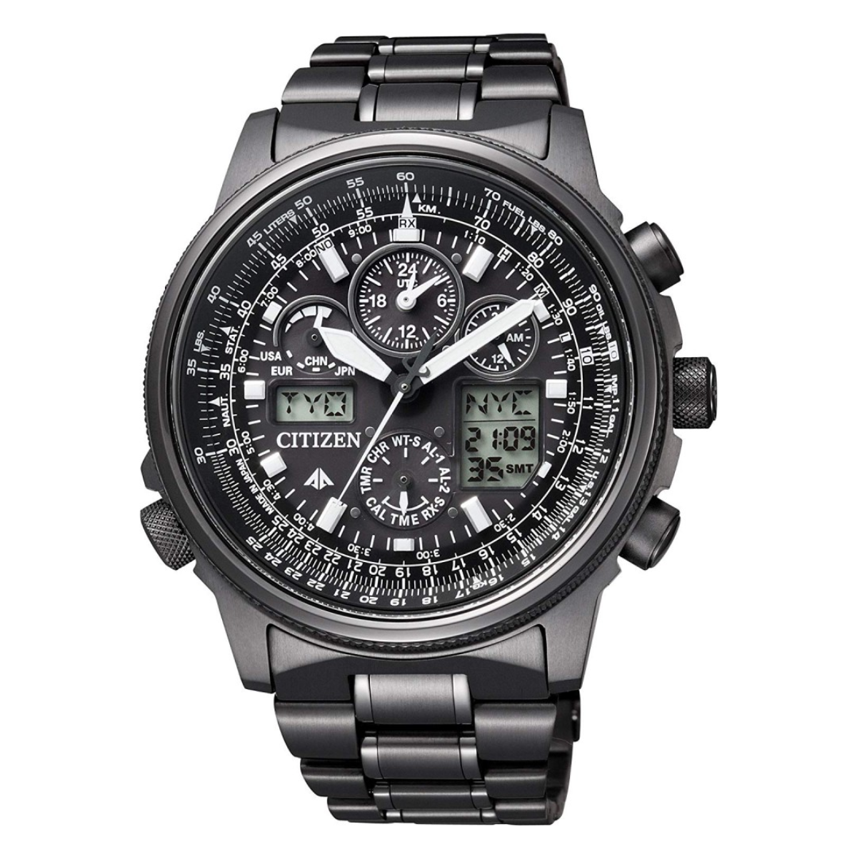 Citizen Promaster JY8025-59E JY8025 SKY Chronograph Black Dial LCD Eco-Drive Mens Watch