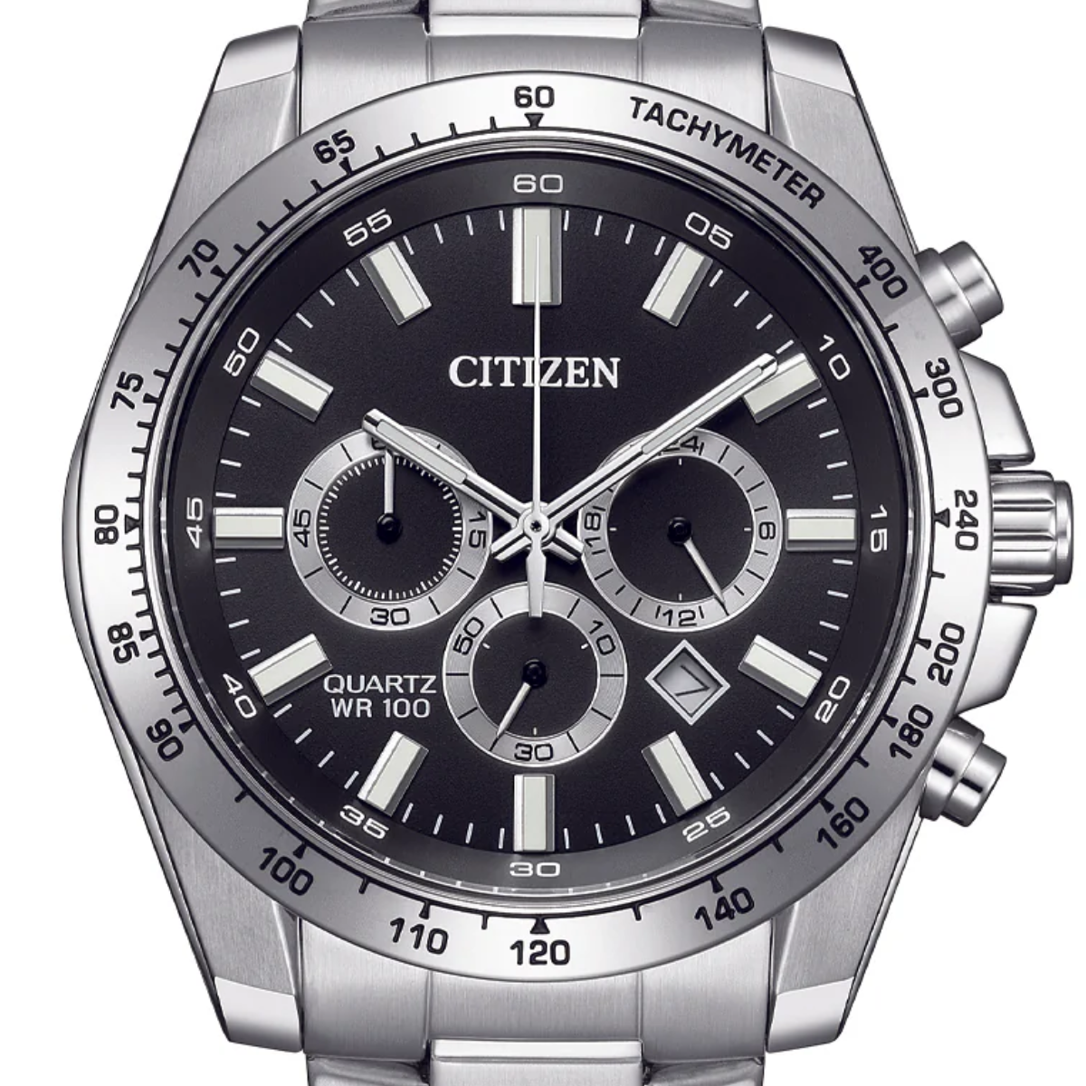 Citizen AN8230-59E Quartz Chronograph: Sporty Black Dial Steel