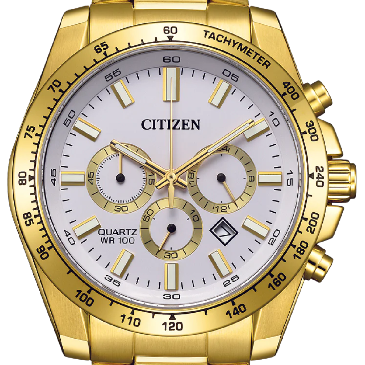 Citizen AN8232-53A Quartz Chronograph: Sporty White Dial Steel