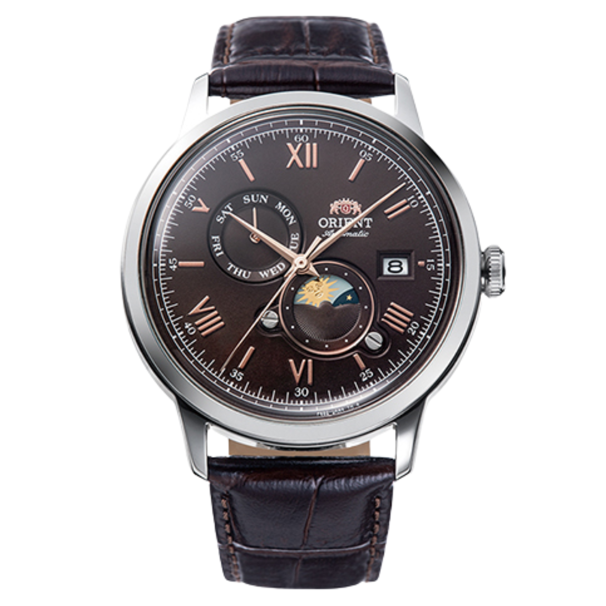 Orient Bambino RA-AK0804Y Sun and Moon Classic Automatic Leather Mens Watch