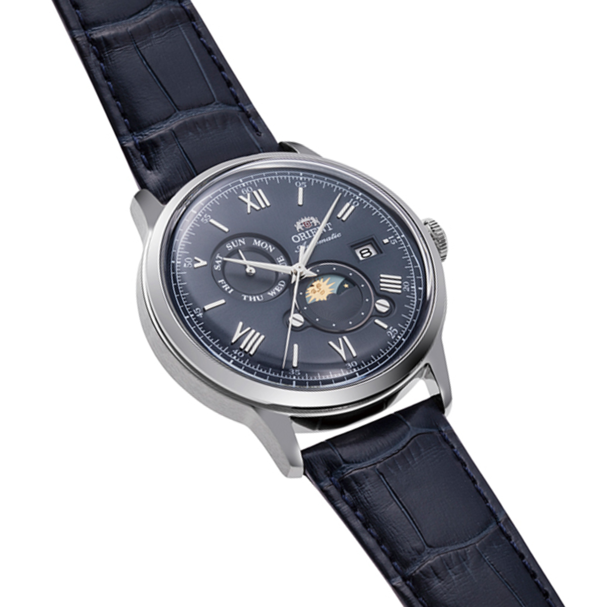 Orient RA-AK0806L Bambino Sun Moon 75th Anniversary Automatic Mens Leather Watch