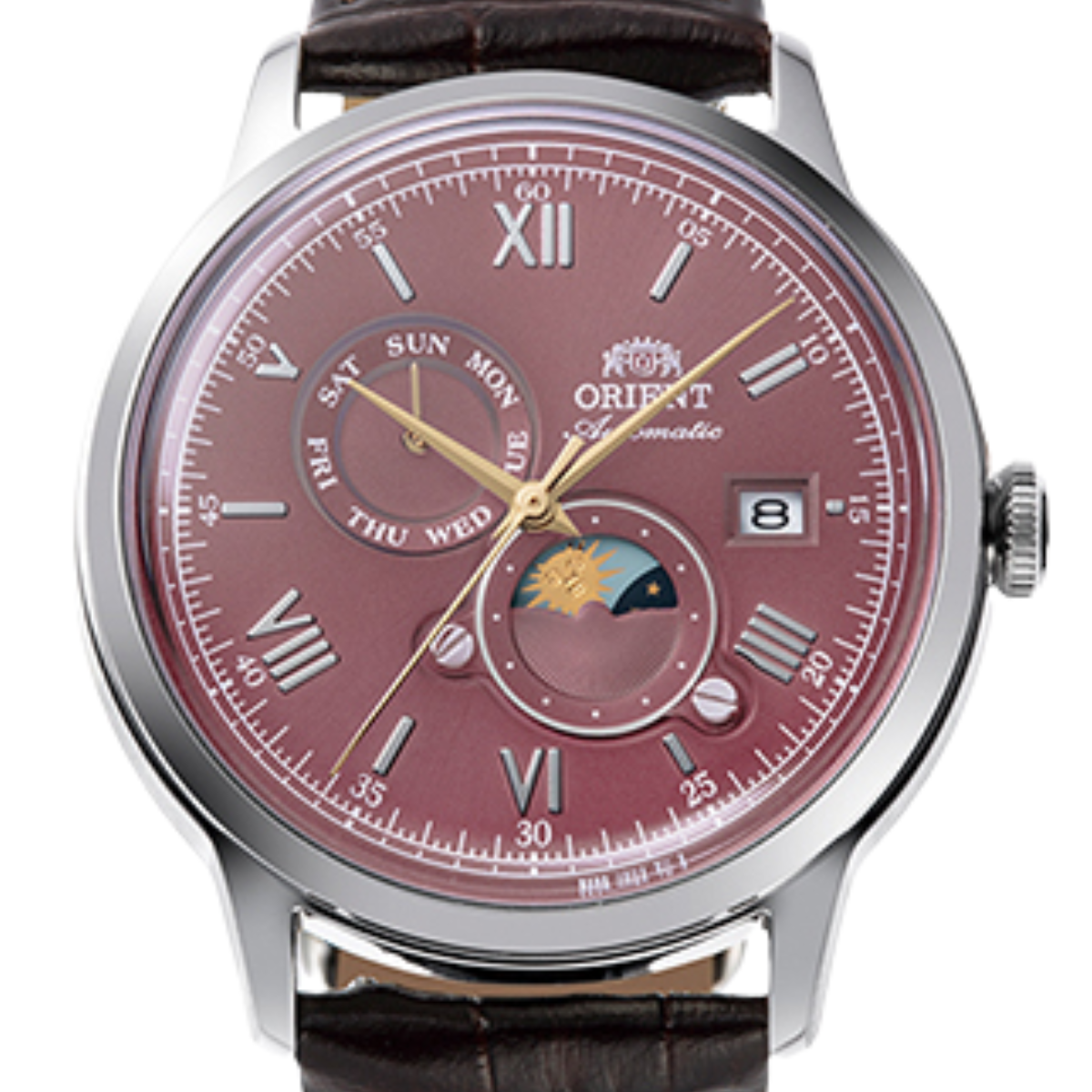 Orient RA-AK0807R Bambino Sun Moon Classic Automatic Mens Leather Watch