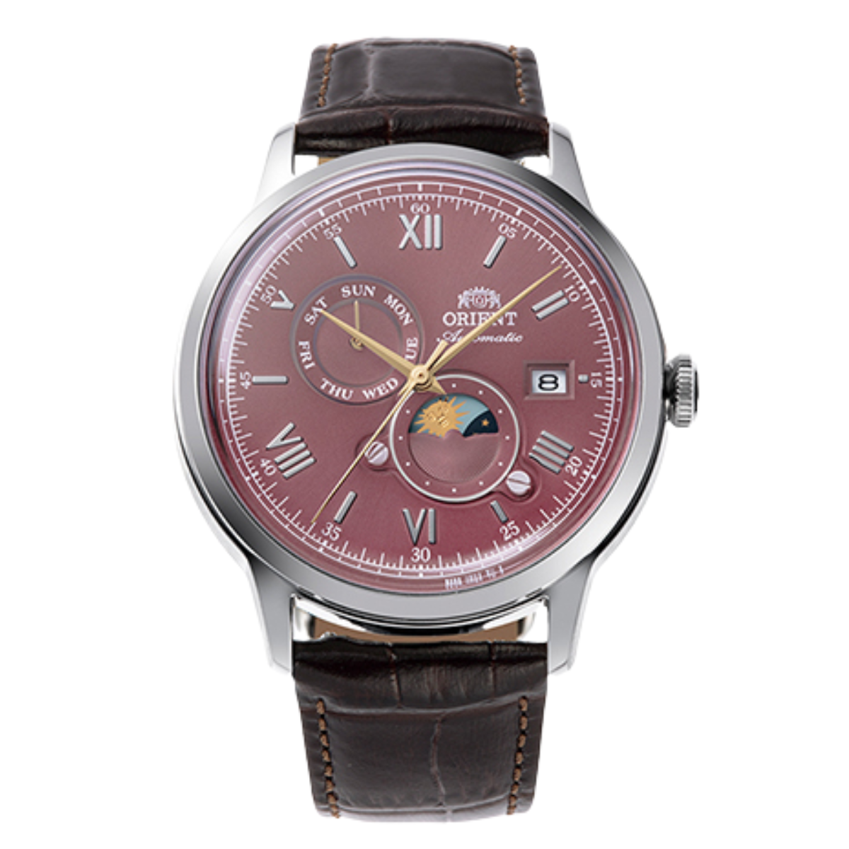 Orient RA-AK0807R Bambino Sun Moon Classic Automatic Mens Leather Watch