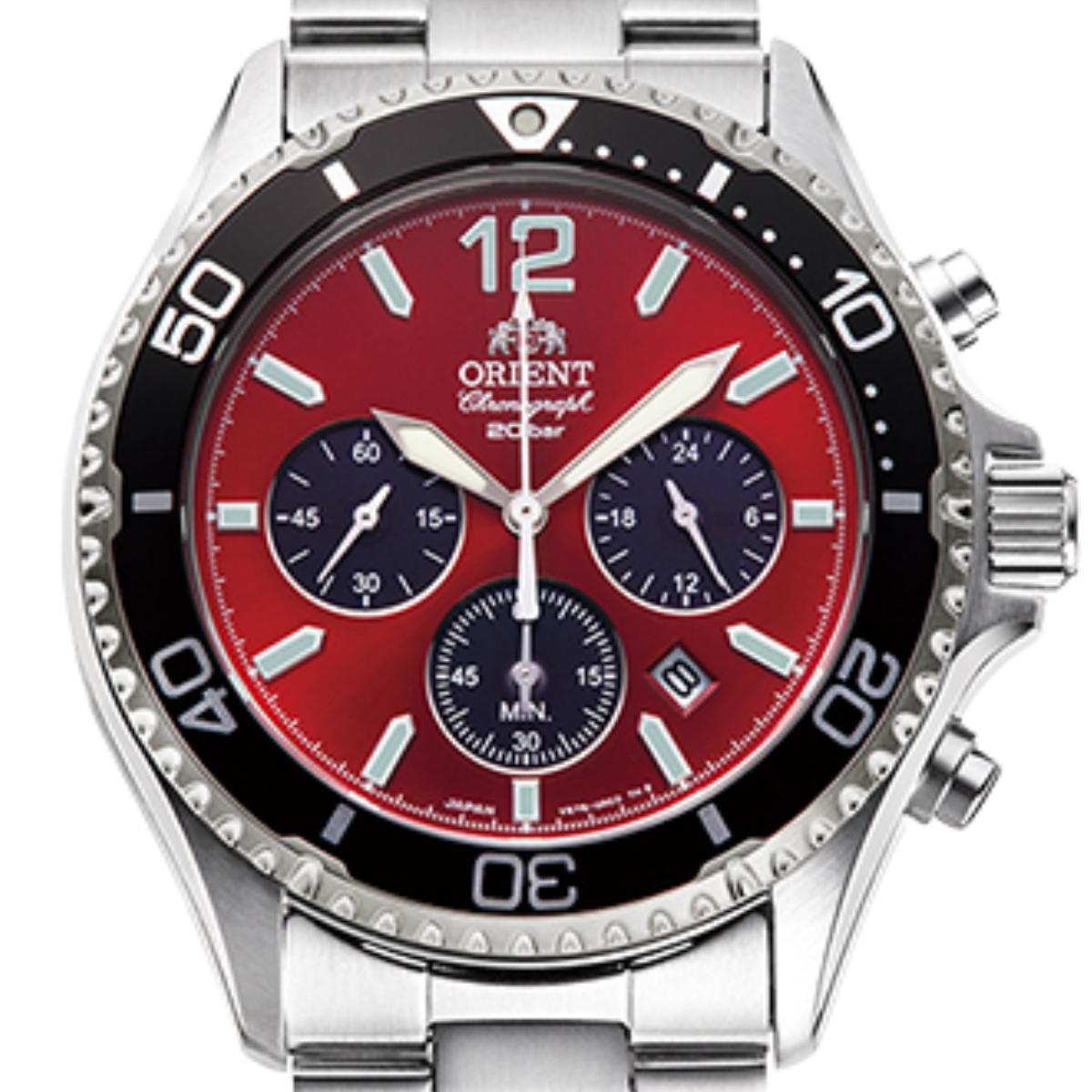 Orient Mako RA-TX0207R Solar Red Dial Chronograph Sports Mens Watch