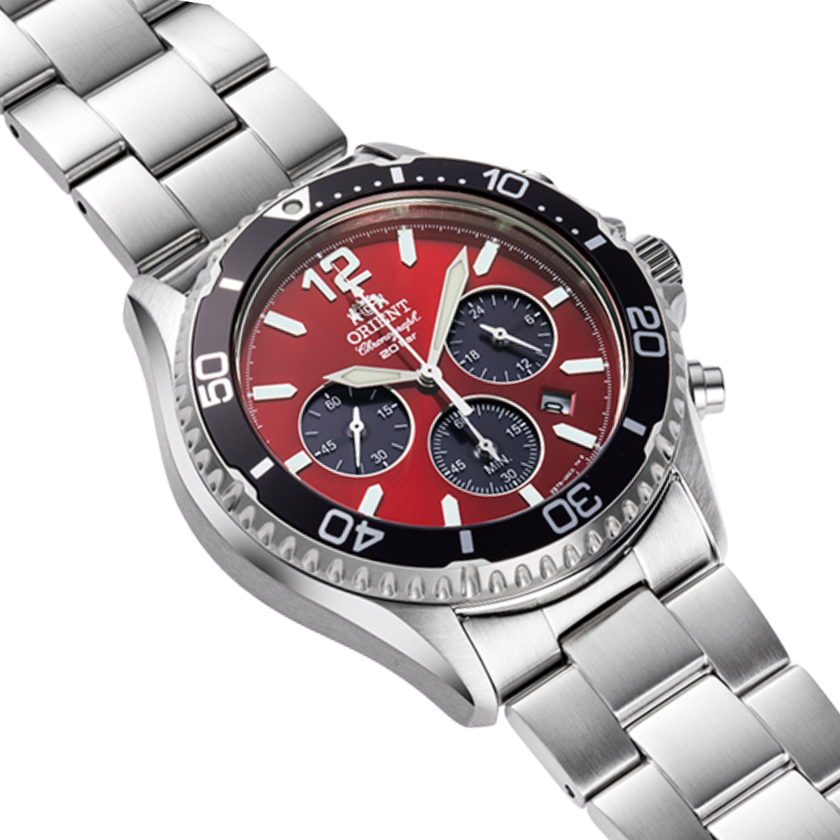 Orient Mako RA-TX0207R Solar Red Dial Chronograph Sports Mens Watch