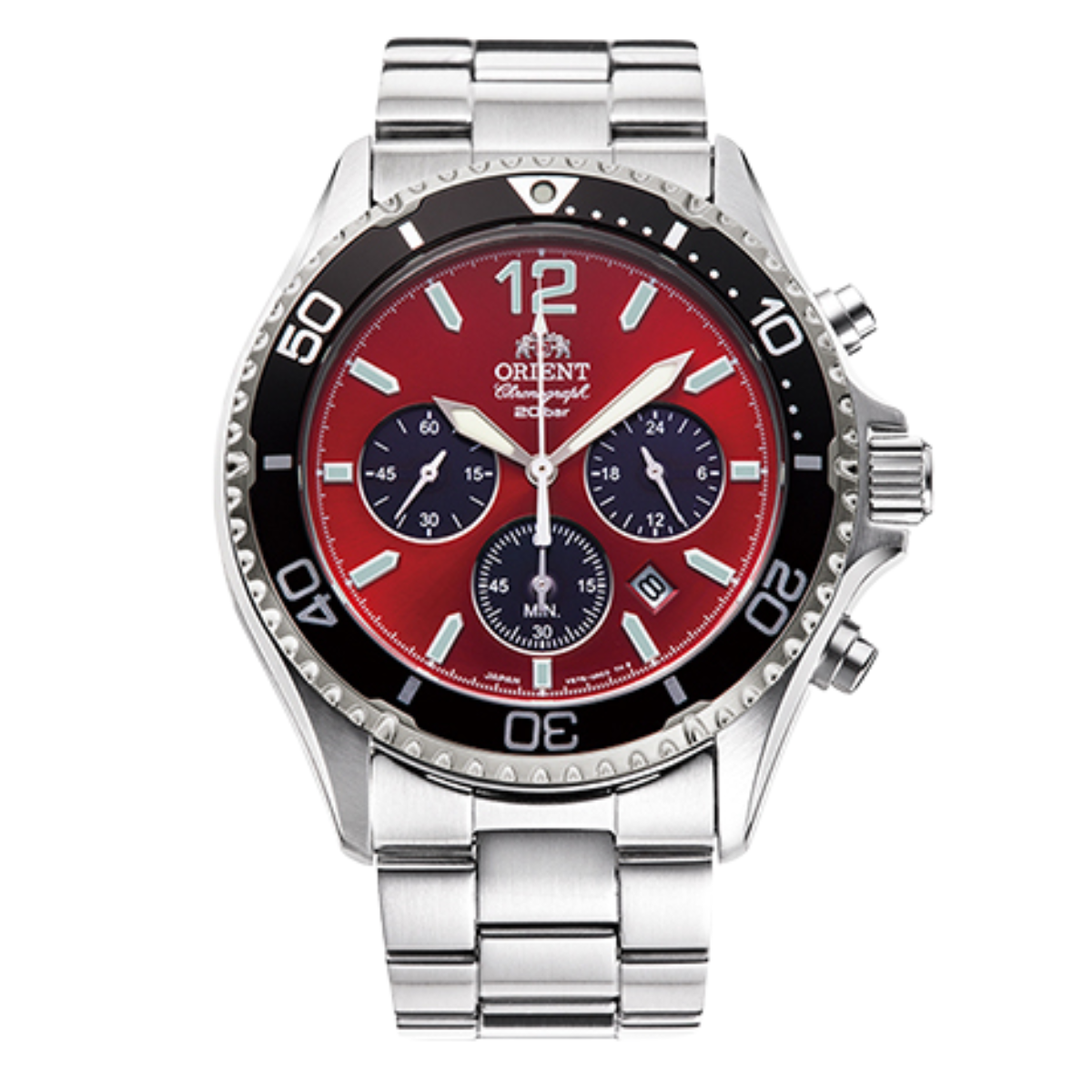 Orient Mako RA-TX0207R Solar Red Dial Chronograph Sports Mens Watch