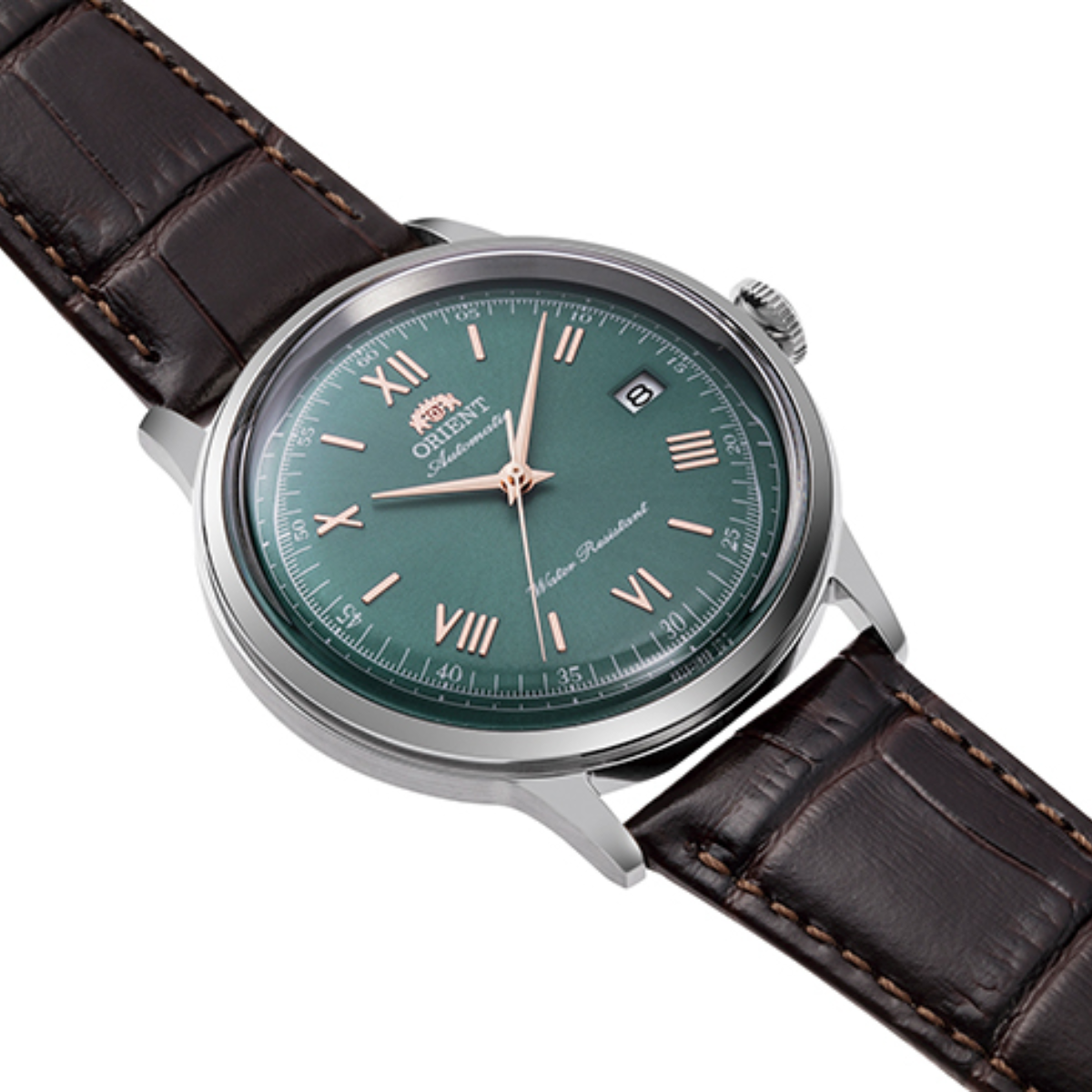 Orient RA-AC0023E Bambino Version 2 40.5mm Green Dial Leather Classic Watch
