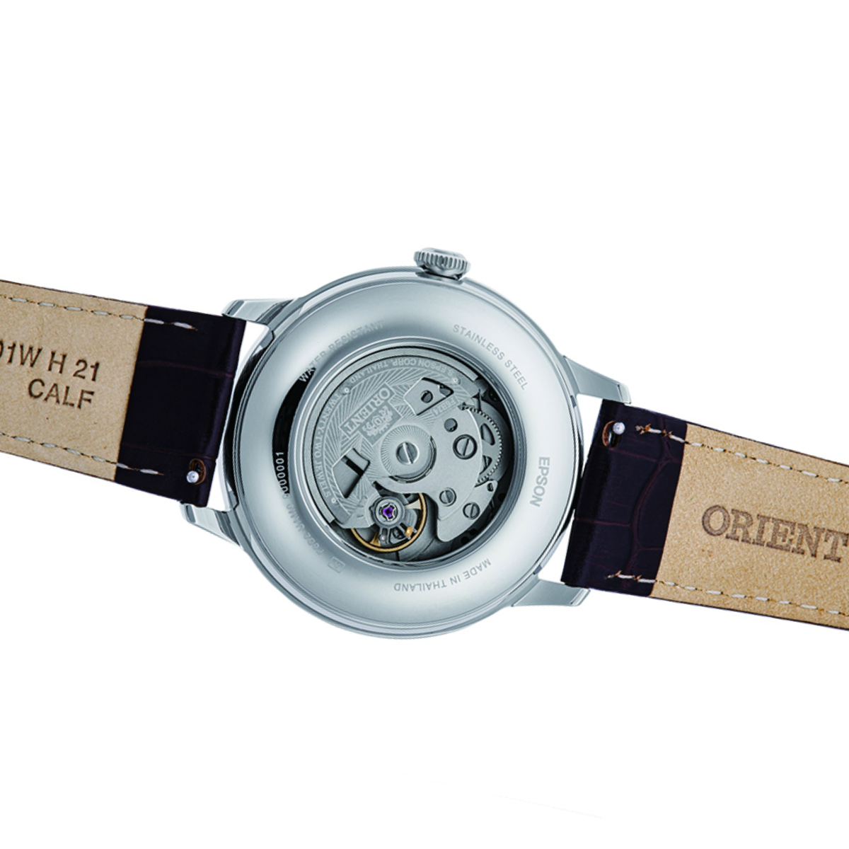 Orient RA-AK0805E Bambino Sun & Moon Automatic Green Dial Leather Watch