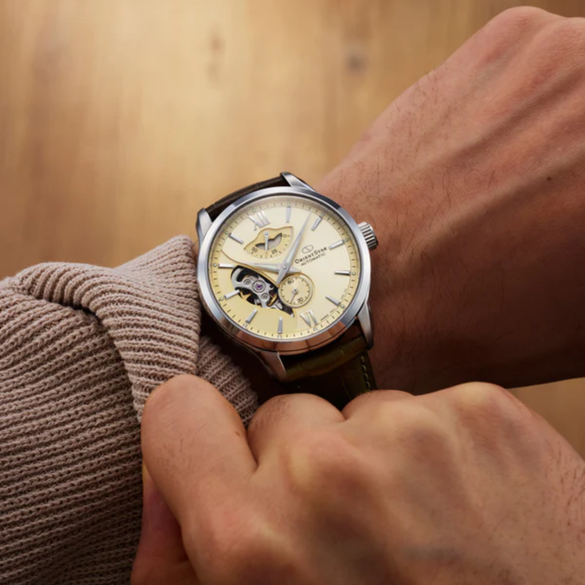 Orient Star RE-AV0B10G: Layered Skeleton Automatic Gold Dial