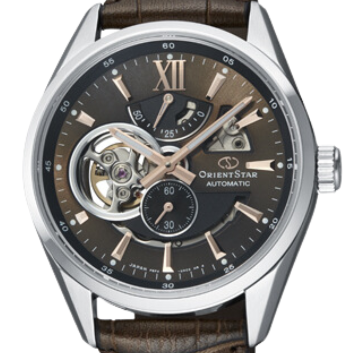 Orient Star RE-AV0006Y RE-AV0006Y00B Semi-Skeleton Automatic Brown Dial Leather Watch