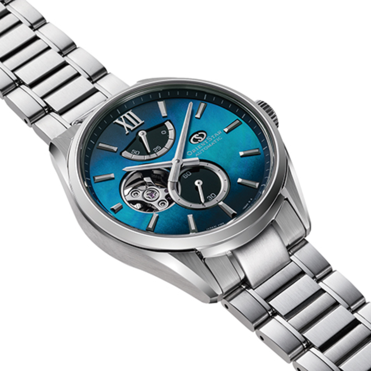 Orient Star RE-BY0004A M34 F7 Semi Skeleton Blue Dial Mother of Pearl Watch