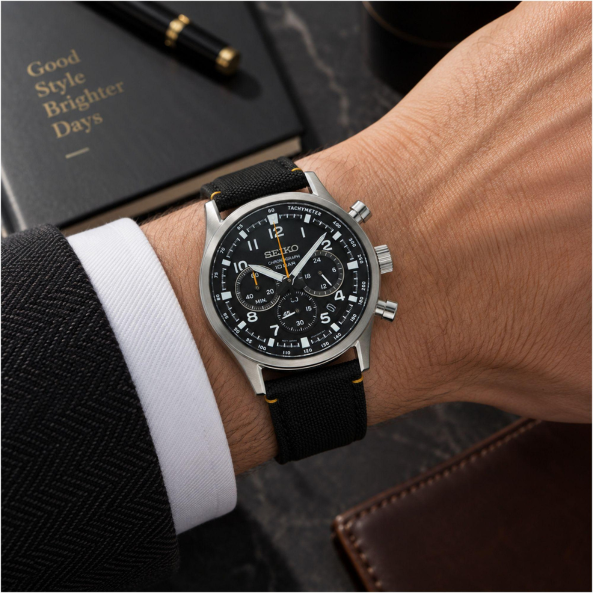 Seiko Chronograph Black Dial Men's Watch SSB449P1