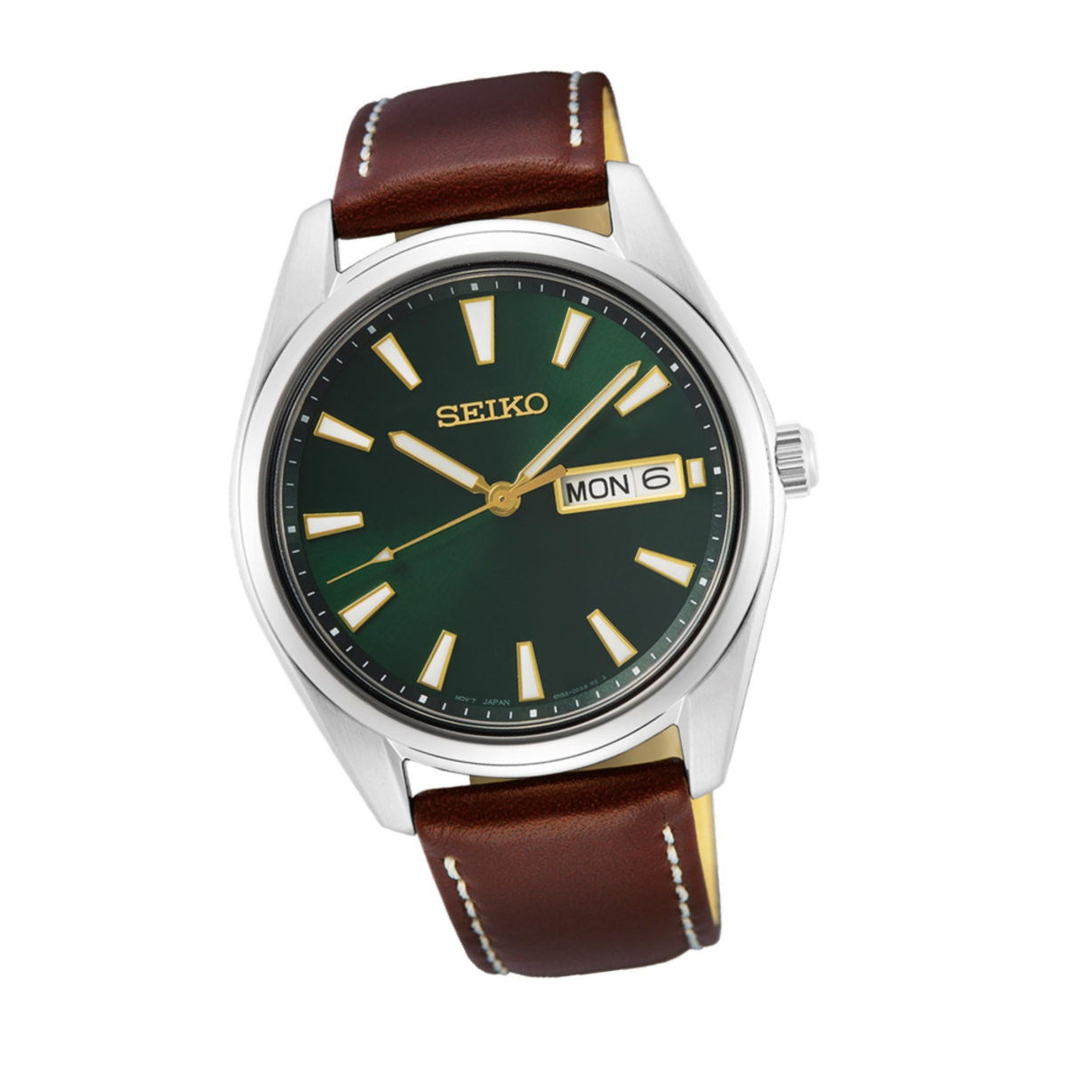 Seiko Conceptual Green Dial Quartz Leather Watch SUR449P1