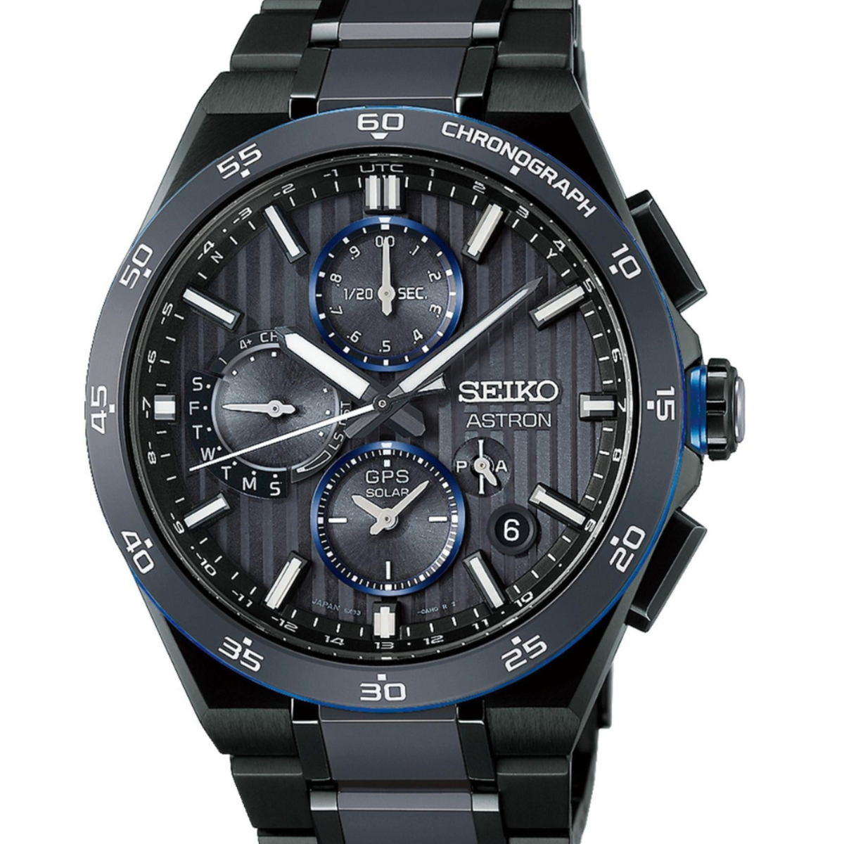 Seiko Astron GPS Solar Titanium Skyline Dial Black Titanium Watch HAB008J1