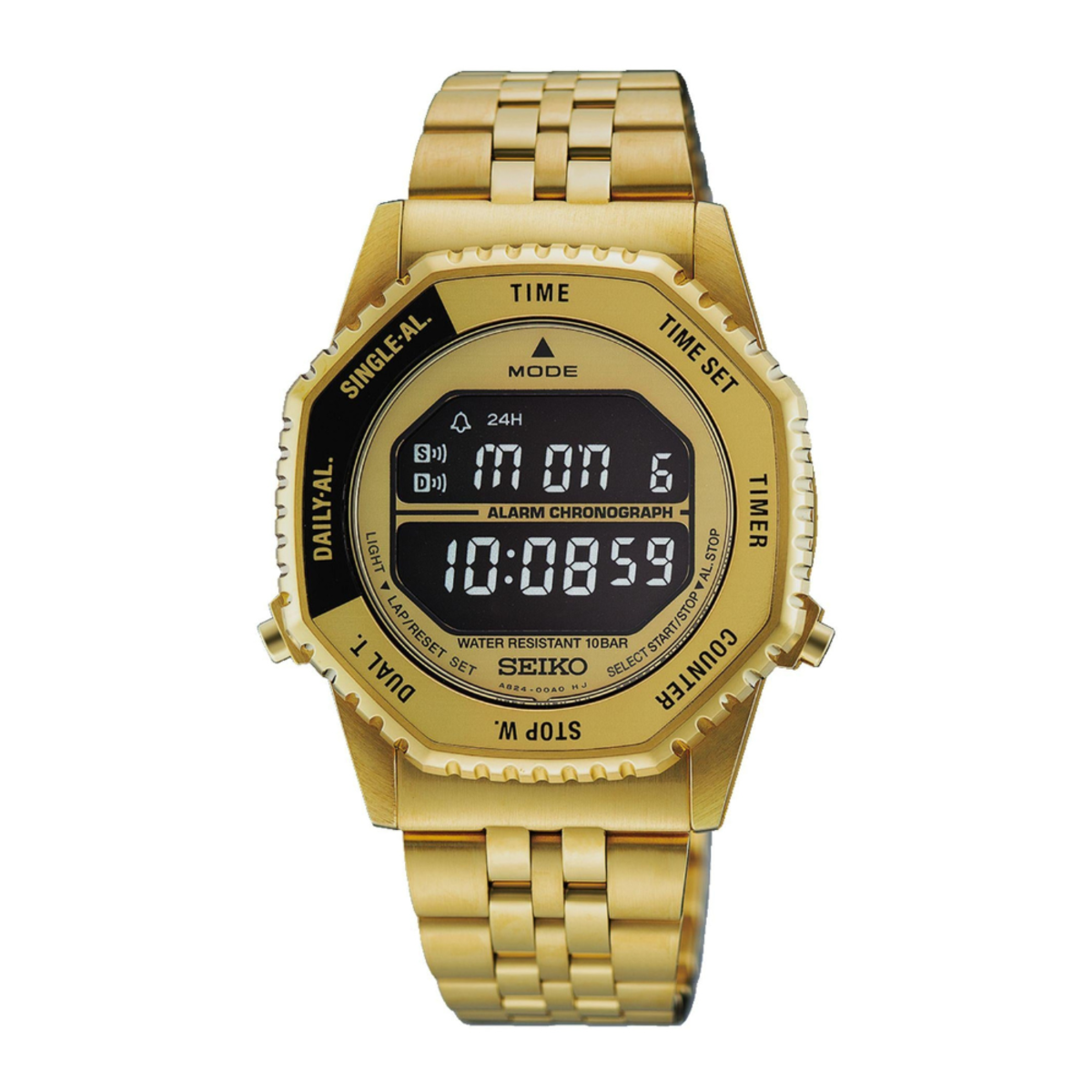 Seiko Rotocall Reissue Gold Tone Digital Watch HFL003P1