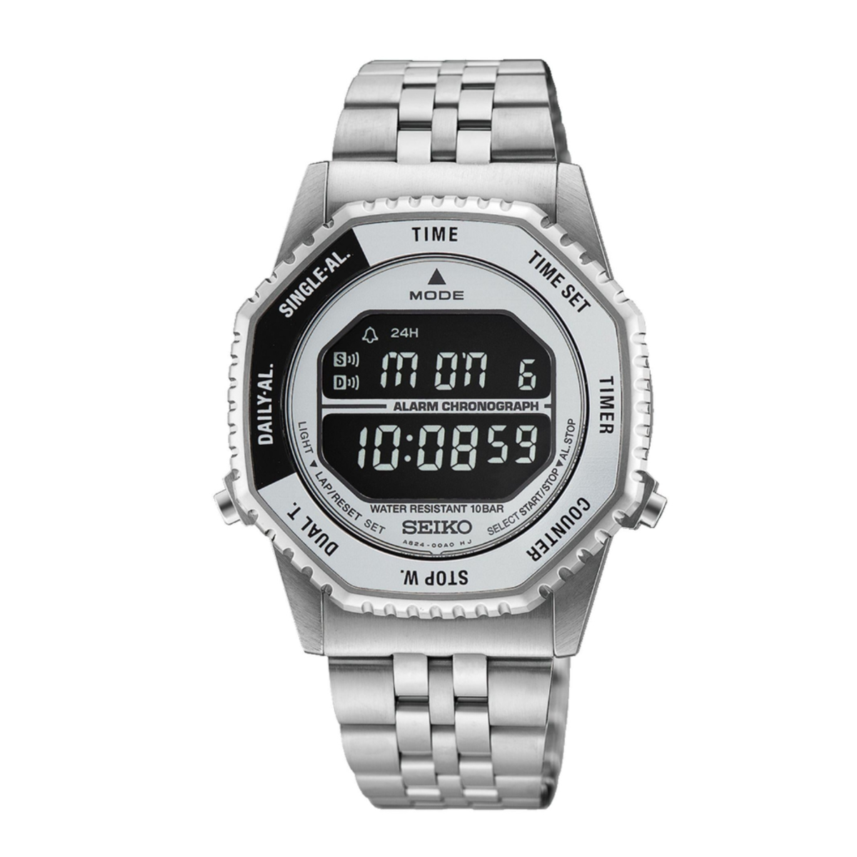 Seiko Rotocall Reissue Stainless Steel Digital Watch HFL002P1
