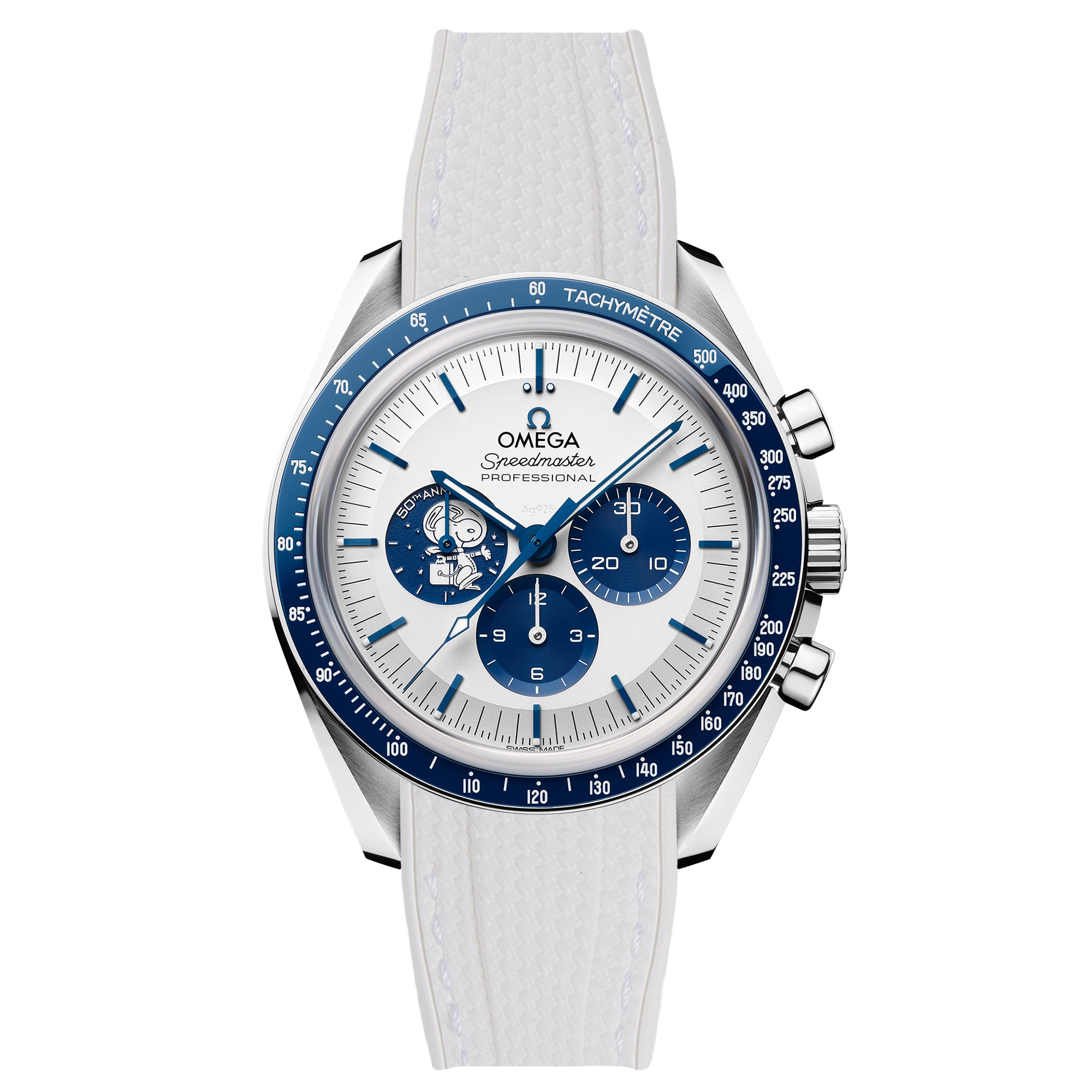 White Rubber Watch Strap for Omega Speedmaster Moonwatch Snoopy
