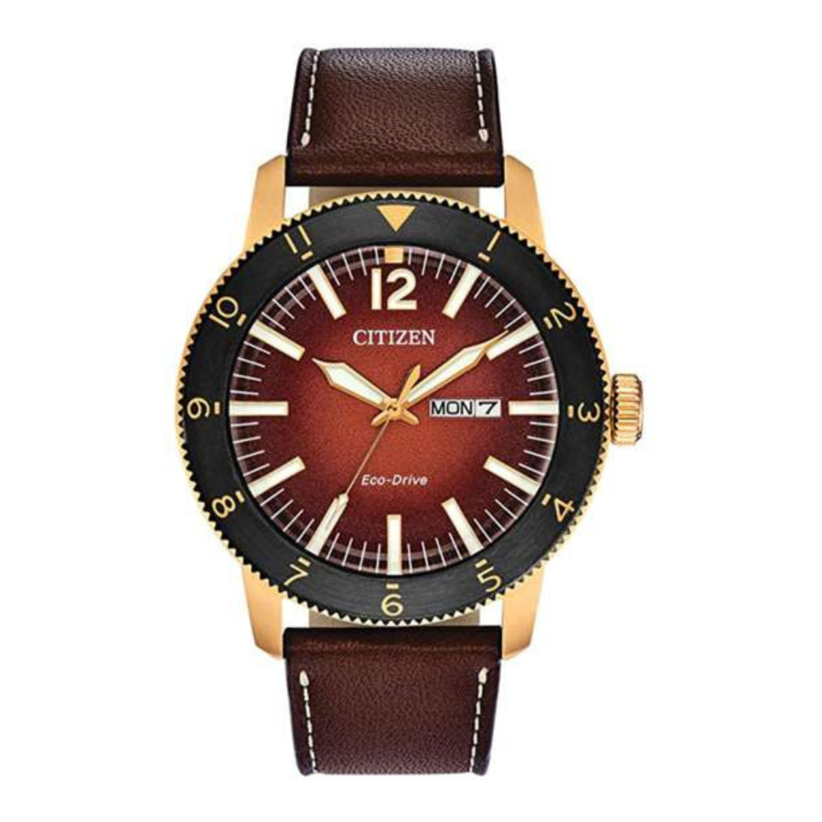 Citizen Eco-Drive Brown Leather Men's Watch AW0079-13X