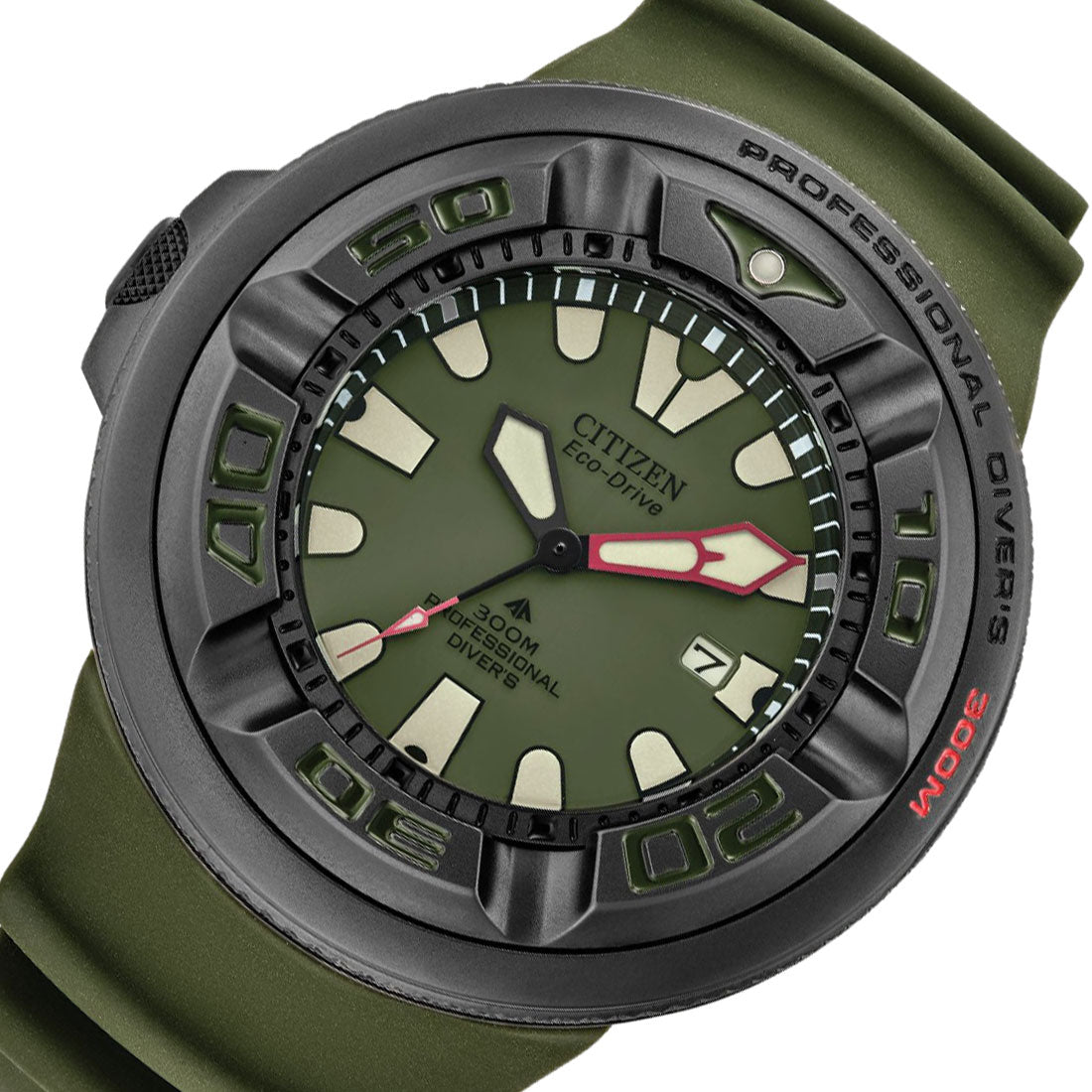 Citizen Ecozilla Promaster Dive BJ8057-09X Green Rubber Black Stainless Steel Diving Watch -Citizen