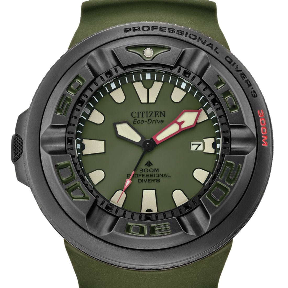 Citizen Ecozilla Promaster Dive BJ8057-09X Green Rubber Black Stainless Steel Diving Watch -Citizen