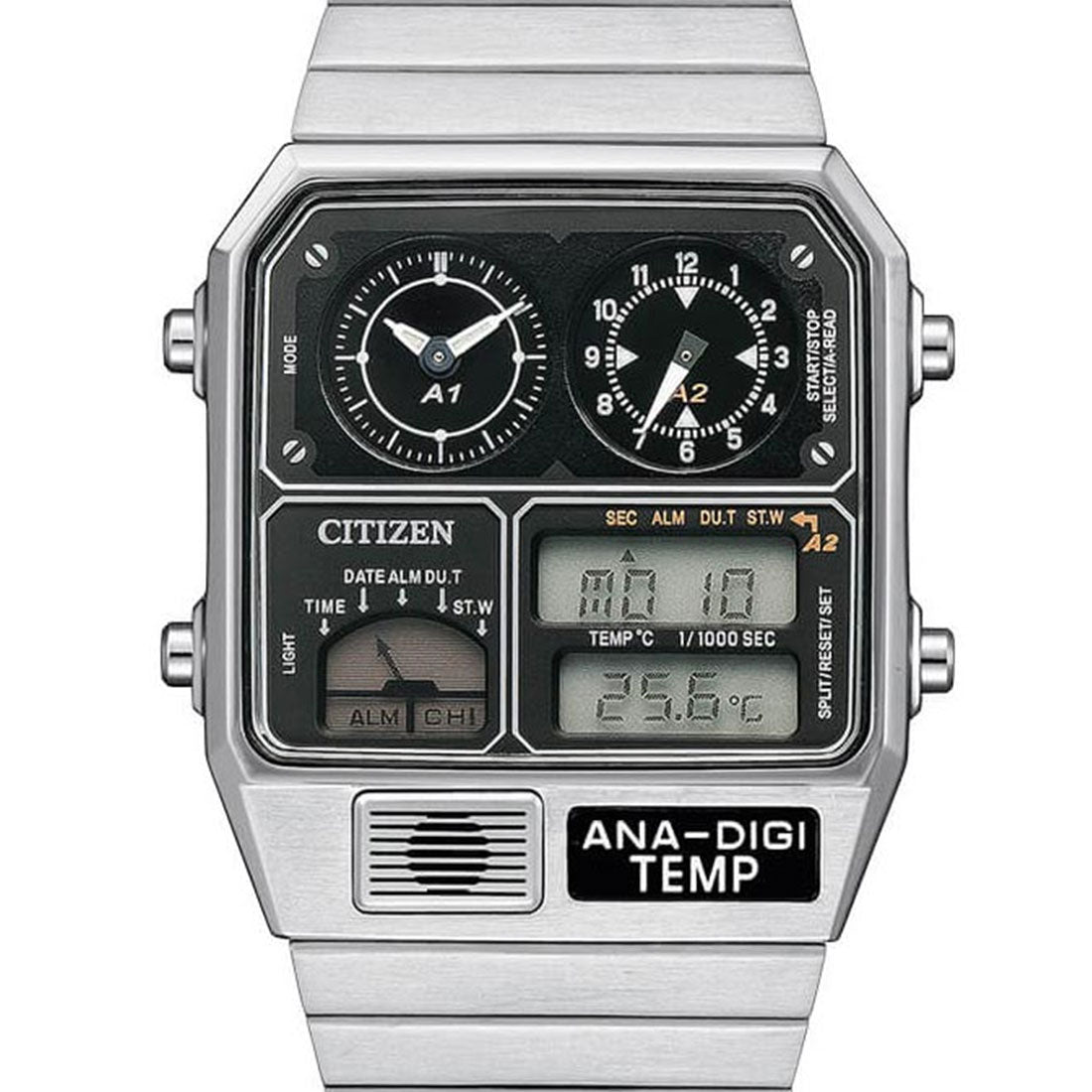 Citizen JG2101-78E Dual Time Digital Chronograph Temperature Watch -Citizen