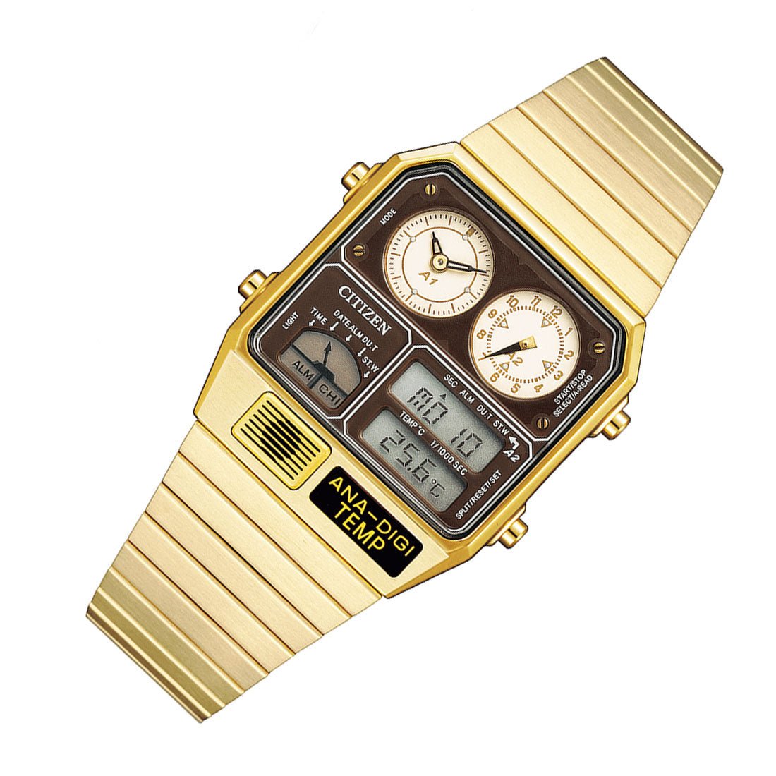 Citizen JG2103-72X Gold Tone Digtail Analog Temp Chronograph Watch -Citizen