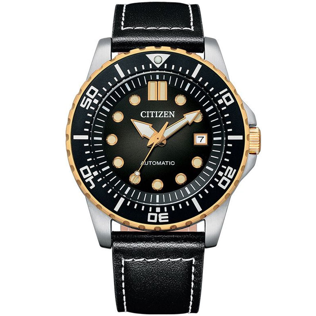 Citizen Mechanical NJ0176-10E Black Dial Leather Analog Mens Watch -Citizen
