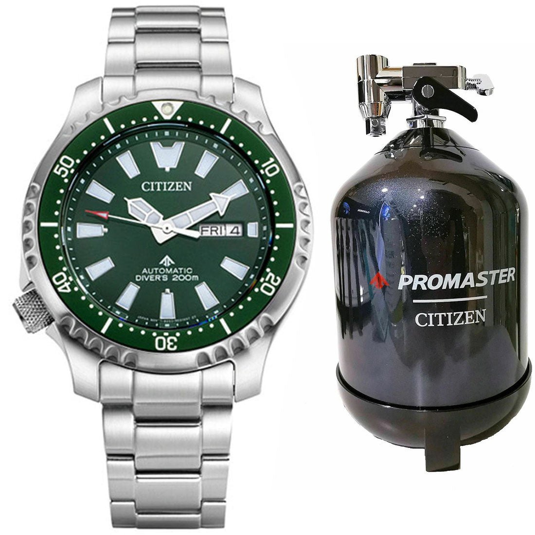 Citizen Promaster Marine Fugu NY0131-81X Green Dial Diving Watch with Tank Box -Citizen