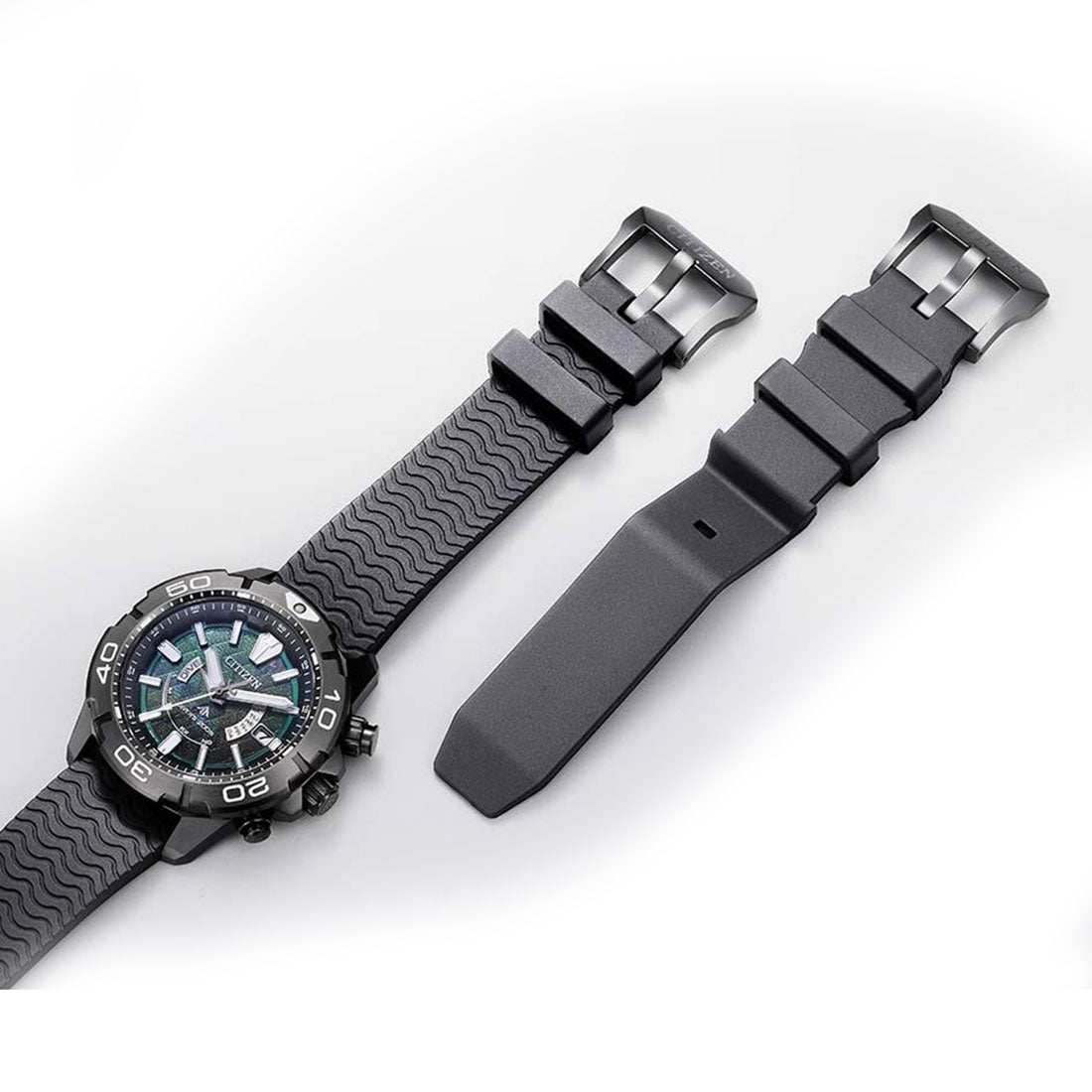 Citizen Promaster Marine Light in Black 2022 Green Edition AS7146-58W Titanium Watch with Extra Strap -Citizen