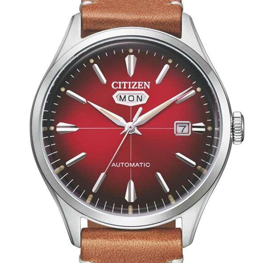 NH8390-11X Citizen C7 Automatic Red Dial Male Leather Analog Casual Watch -Citizen