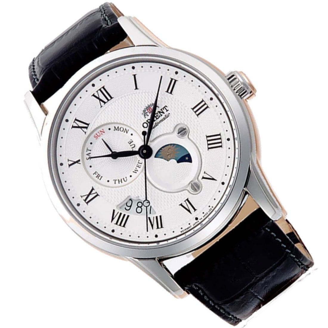 Orient Automatic Sun Moon Leather Casual Watch RA-AK0008S10B RA-AK0008S -Orient