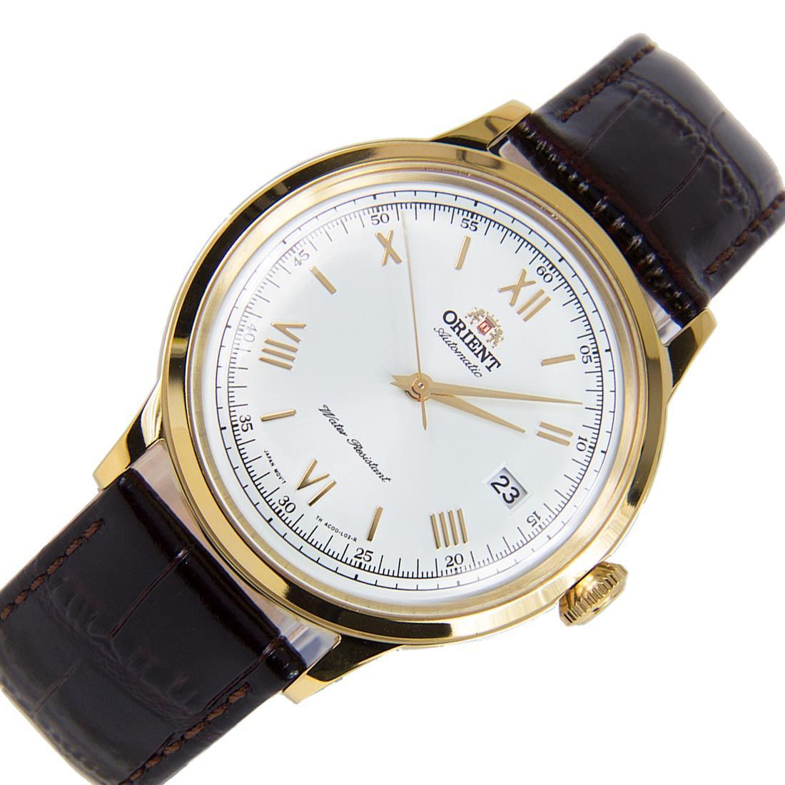 Orient FAC00007W0 AC00007W Bambino Gold Case Leather Band Watch -Orient