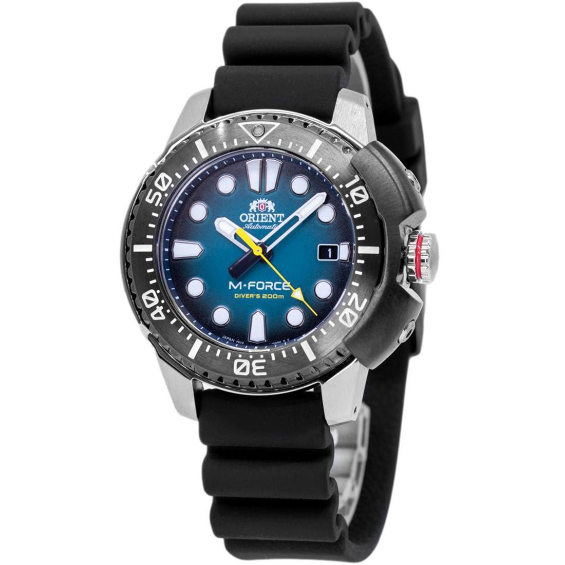 Orient M-Force Blue Dial RA-AC0L04L RA-AC0L04L00B Rubber Strap Dive Watch -Orient