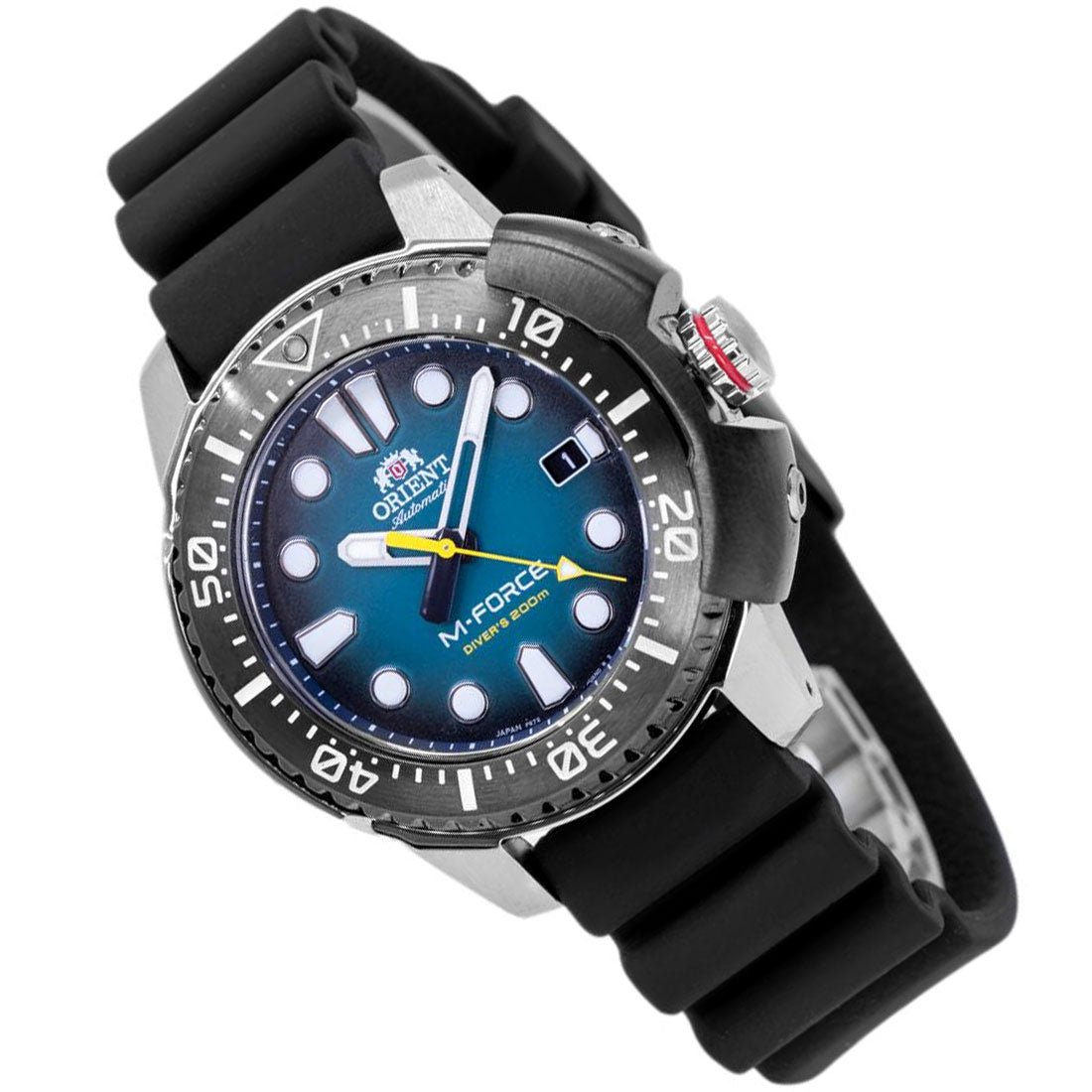 Orient M-Force Blue Dial RA-AC0L04L RA-AC0L04L00B Rubber Strap Dive Watch -Orient
