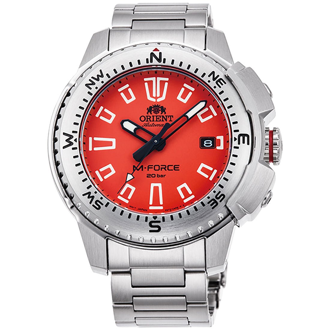 Orient M-Force Orange Dial RA-AC0N02Y RA-AC0N02Y10B Diving Stainless Steel Watch -Orient