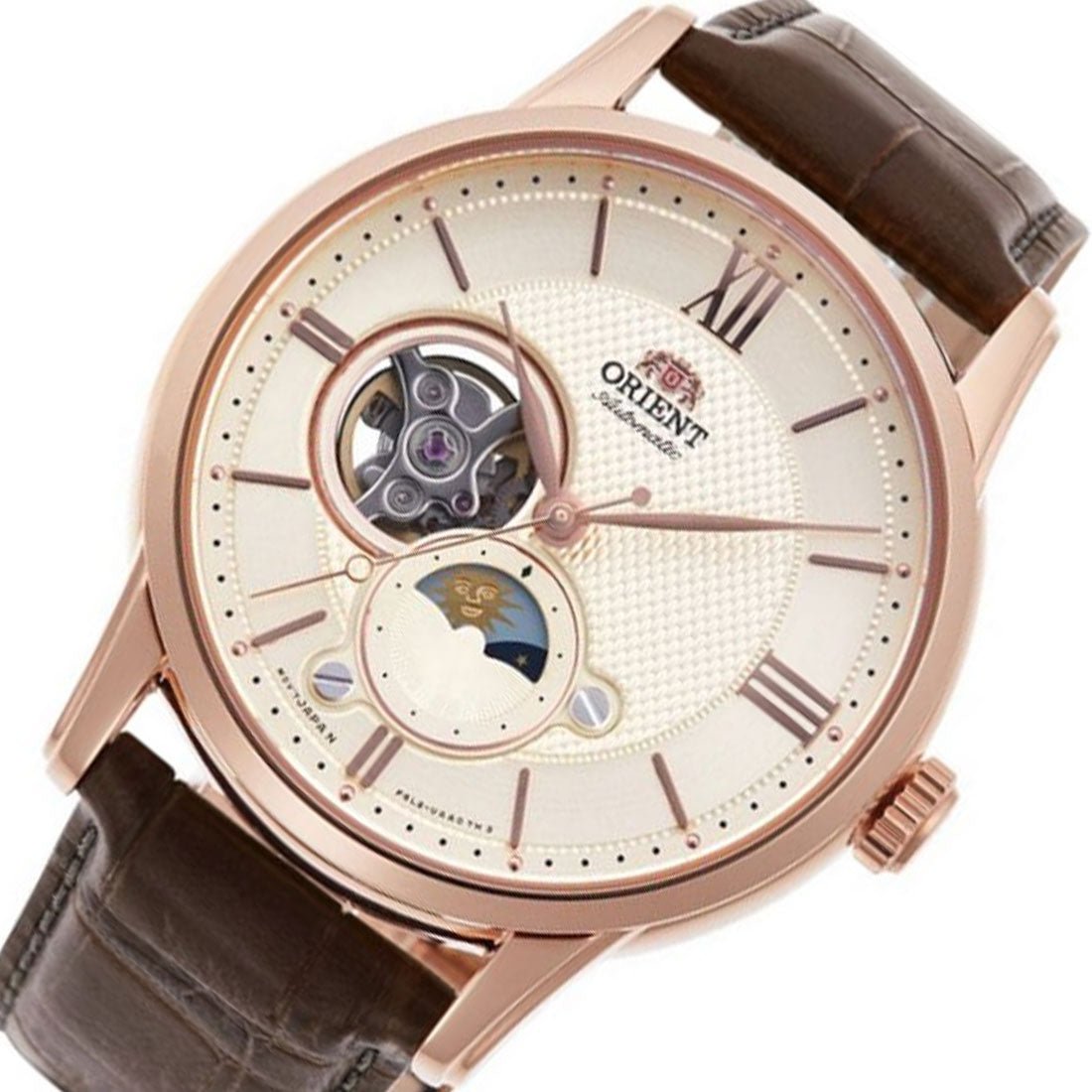 Orient Mechanical Sun Moon RA-AS0009S RA-AS0009S10B Leather Analog Watch -Orient