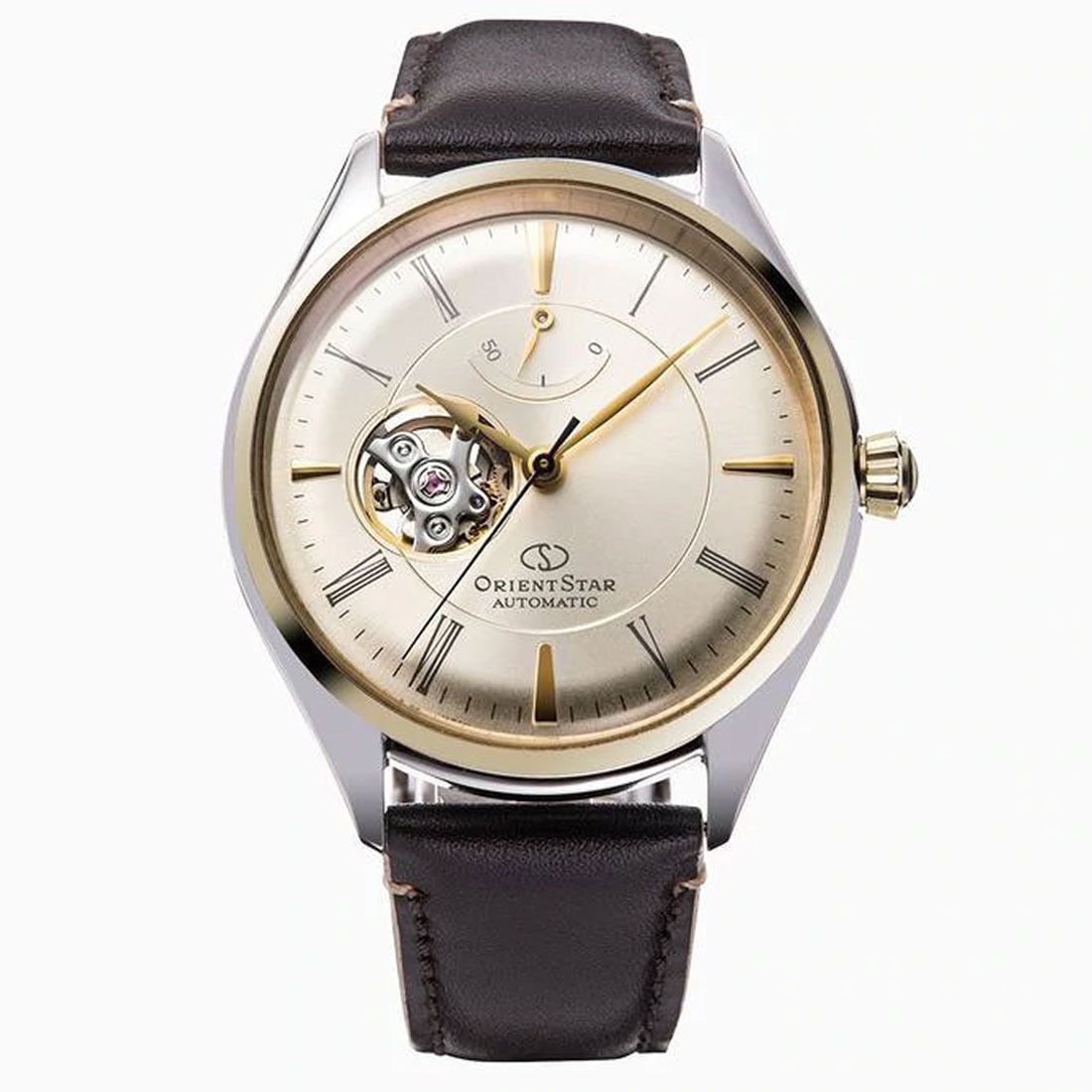 Orient Star Champagne Open Heart Dial RE-AT0201G00B RE-AT0201G Leather Watch -Orient