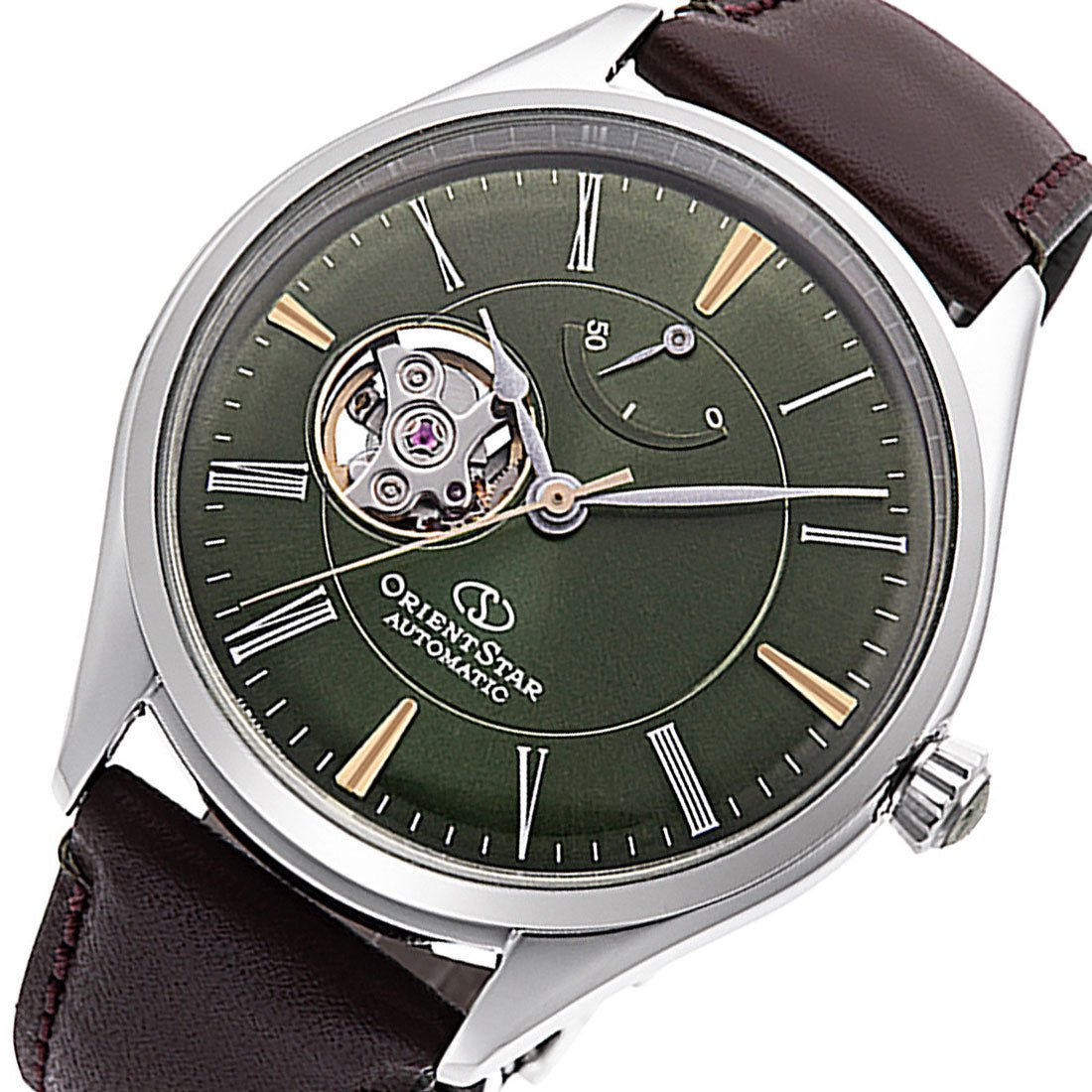 Orient Star Green Open Heart Dial RE-AT0202E00B RE-AT0202E Leather Watch -Orient