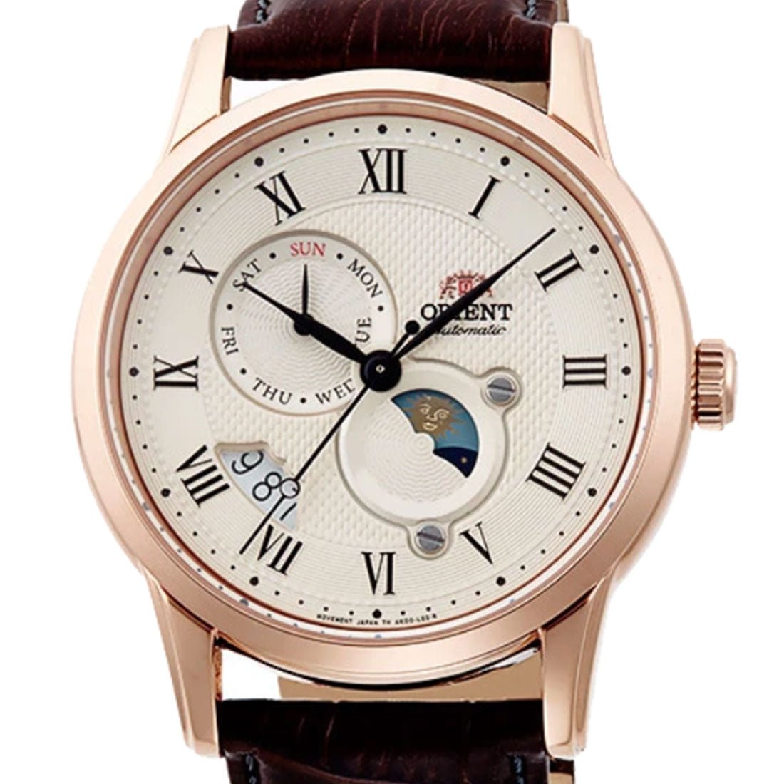 Orient Sun & Moon Automatic RA-AK0007S10B RA-AK0007S Leather Analog Watch -Orient