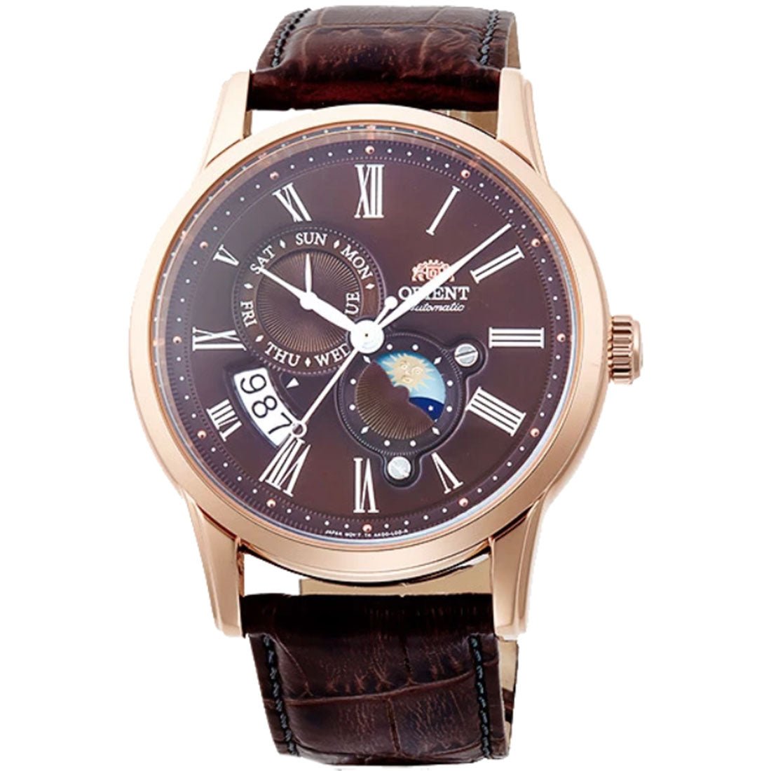 Orient Sun Moon Automatic RA-AK0009T10B RA-AK0009T Leather Watch -Orient